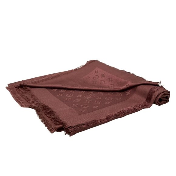 LOUIS VUITTON Shawl Monogram Bordeaux Scarf Wool Silk 579-090225 - Picture 2 of 7